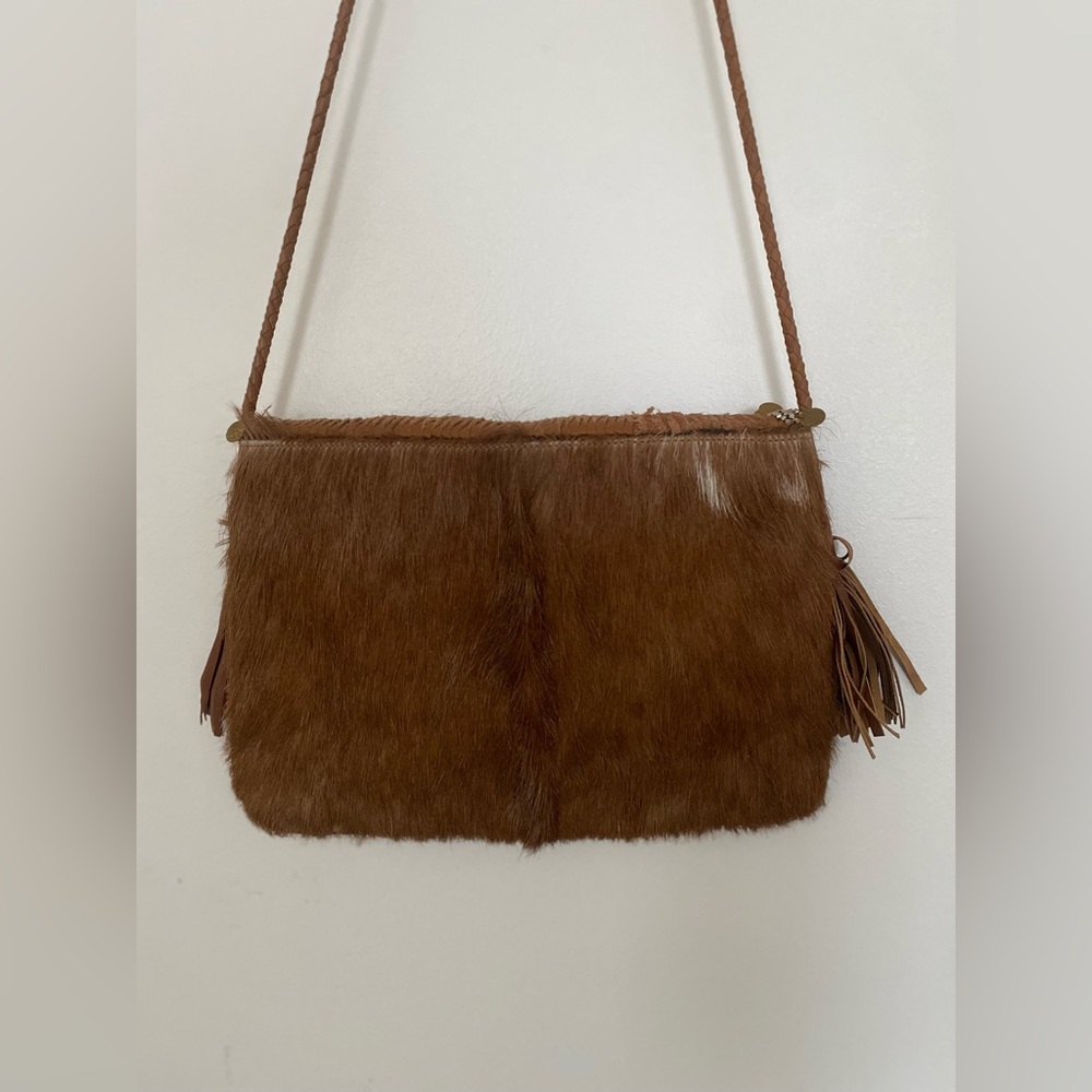 Anthropologie x ibBan - Vintage Calf Hair Leather Beaded Flap Crossbody … - Picture 4 of 7